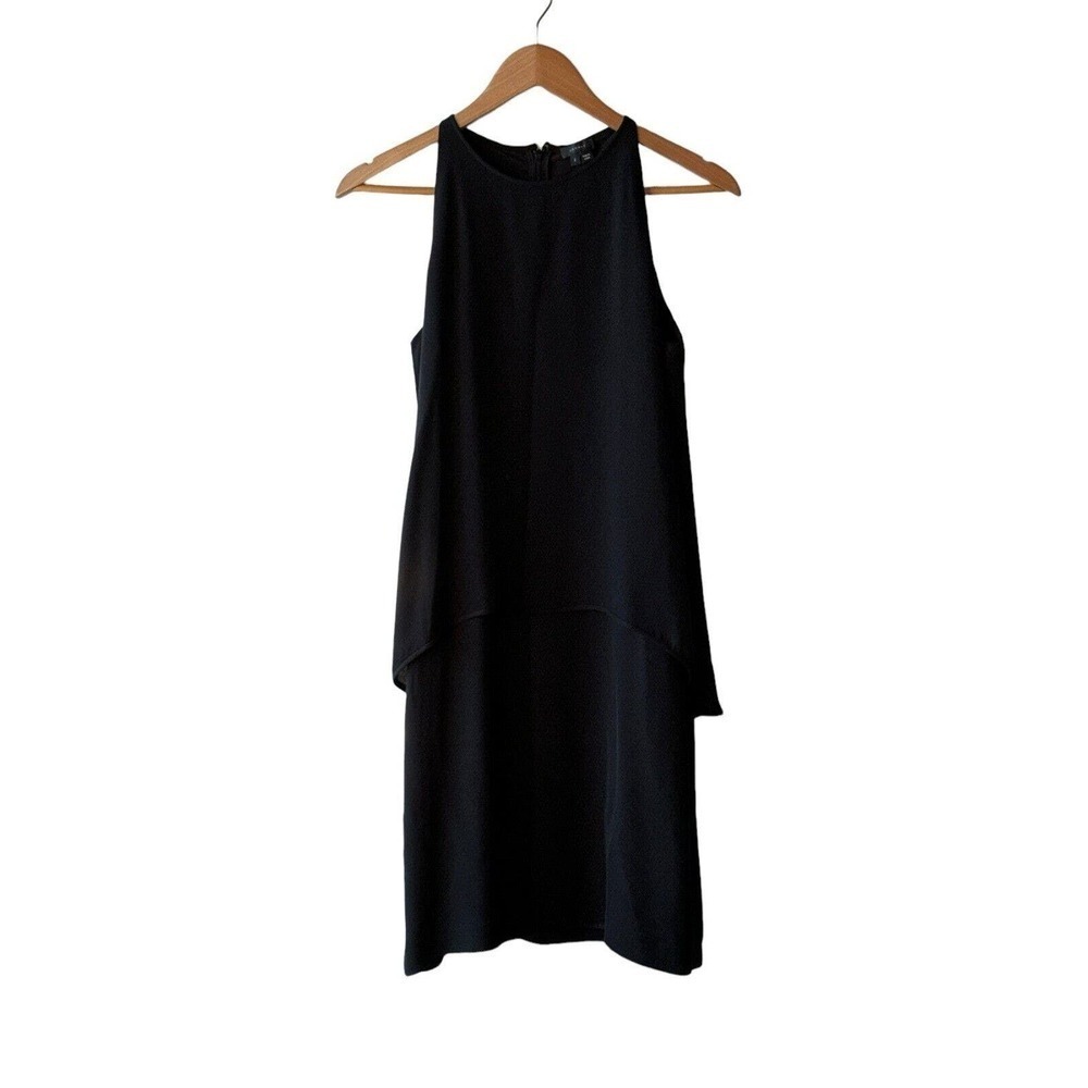 Theory Size 2 100% Silk Black Layered Lined Chiffon Slip Dress